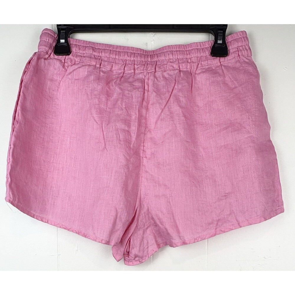 L SPACE 100% Linen Pink Shorts Beach Natural California Boho Bohemian Size Large